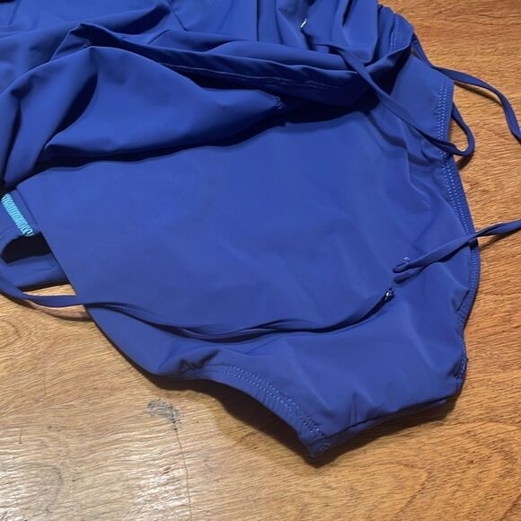 Assets By Spanx Blue One Piece Swimsuit with Adjustable Fit - Picture 5 of 7
